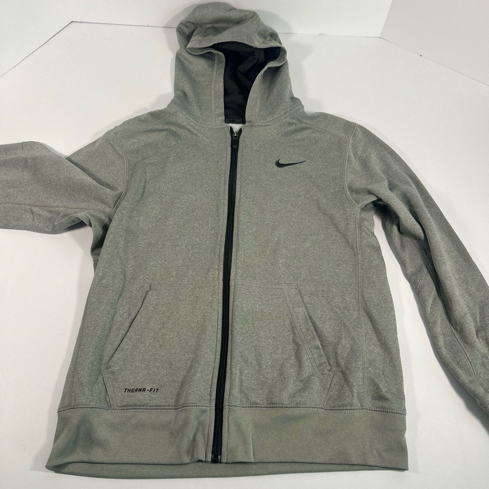 Nike Youth Hoodie Full-Zip Activewear Therma-FIT Grey Size XL Warm Cozy